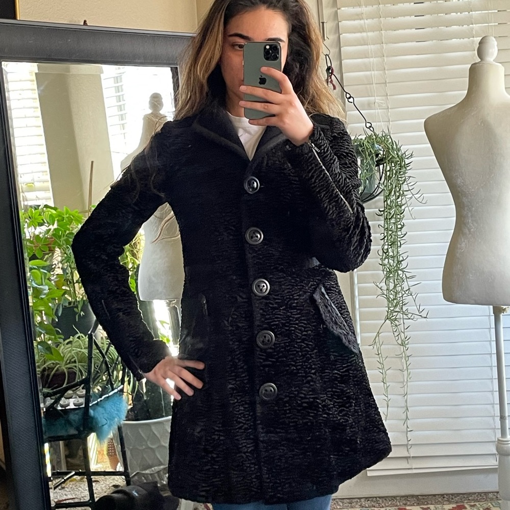 Free people black faux Persian lamb coat